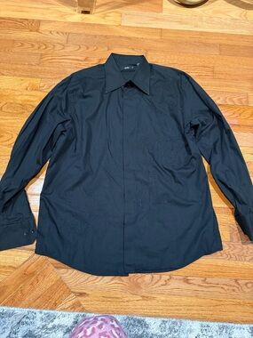 Men's Black Long-Sleeve Dress Shirt embroidered. Size XXL. Worn a couple times